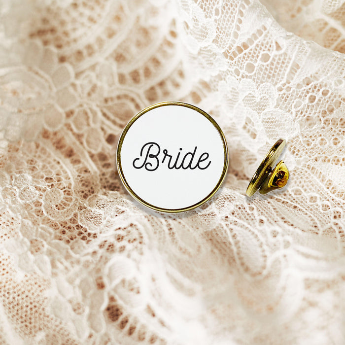 Wedding Enamel Lapel Pin, Wedding Party Button Pins-Set of 1-Andaz Press-Bride-