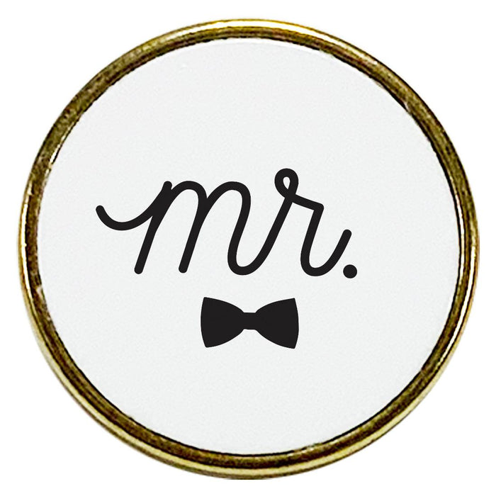 Wedding Enamel Lapel Pin, Wedding Party Button Pins-Set of 1-Andaz Press-Mr. Bow Tie-