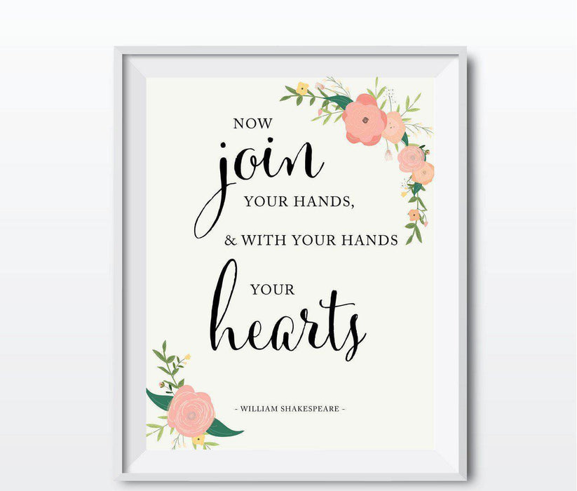 Wedding Love Quote Wall Art, Floral Roses Print-Set of 1-Andaz Press-Every heart sings a song...Plato-