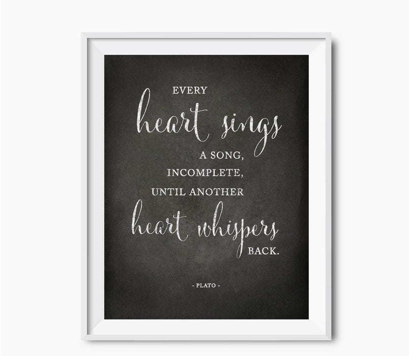 Wedding Love Quote Wall Art Prints, Vintage Chalkboard-Set of 1-Andaz Press-Every heart sings a song...Plato-