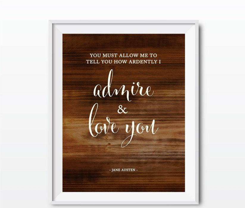 Wedding Love Quote Wall Art, Rustic Wood Poster Prints-Set of 1-Andaz Press-Every heart sings a song...Plato-