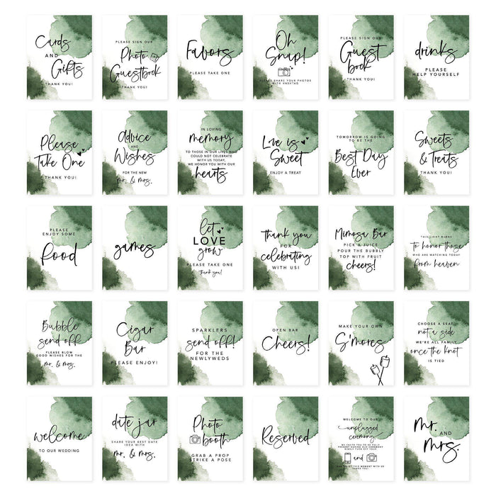 Wedding Signs Bundle Set for Ceremony, Reception Decor Signage, 8.5 x 11"-Set of 30-Andaz Press-Brush Script-