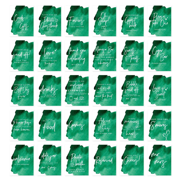 Wedding Signs Bundle Set for Ceremony, Reception Decor Signage, 8.5 x 11"-Set of 30-Andaz Press-Brush Script-