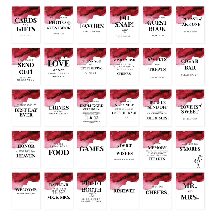 Wedding Signs Bundle Set for Ceremony, Reception Decor Signage, 8.5 x 11"-Set of 30-Andaz Press-Brush Script-