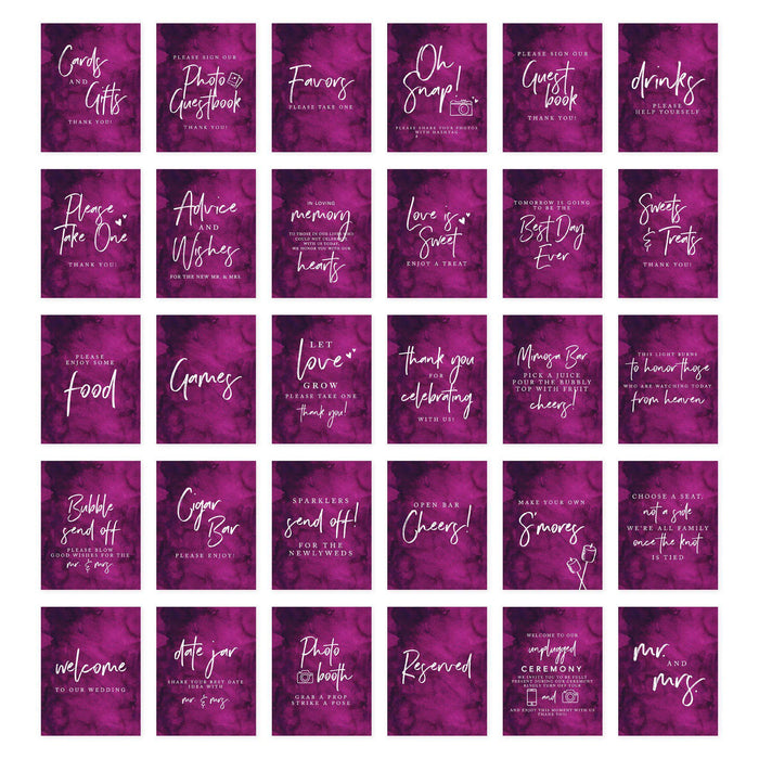 Wedding Signs Bundle Set for Ceremony, Reception Decor Signage, 8.5 x 11"-Set of 30-Andaz Press-Brush Script-