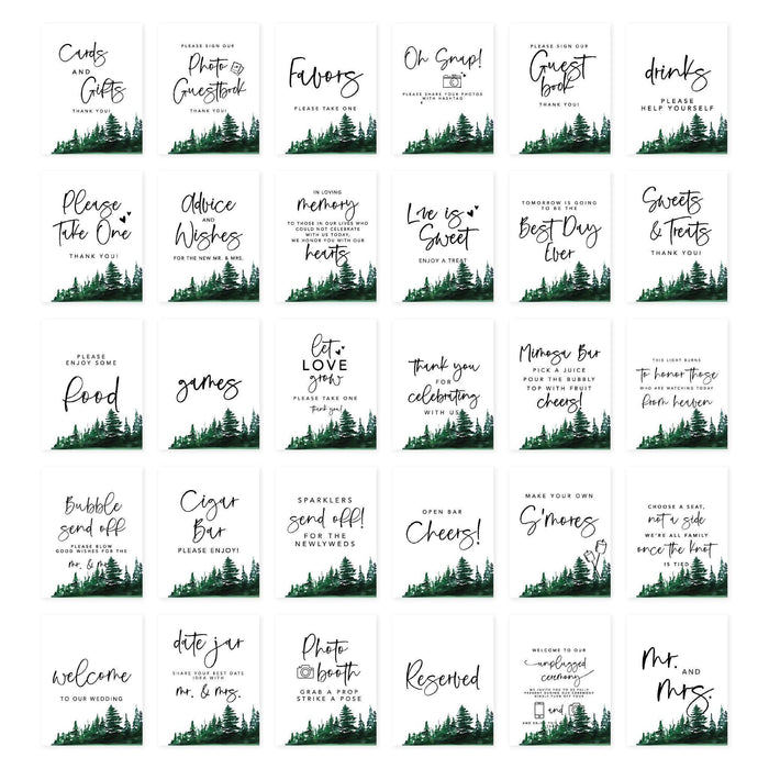 Wedding Signs Bundle Set for Ceremony, Reception Decor Signage, 8.5 x 11"-Set of 30-Andaz Press-Brush Script-