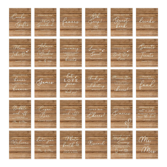 Wedding Signs Bundle Set for Ceremony, Reception Decor Signage, 8.5 x 11"-Set of 30-Andaz Press-Brush Script-