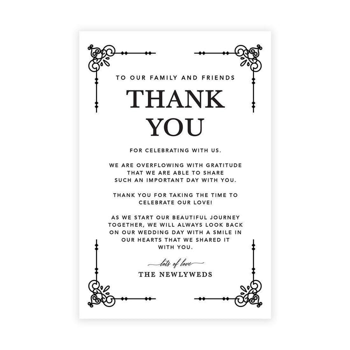 Wedding Thank You Place Setting Cards for Table Reception, Design 2-Set of 56-Andaz Press-Dark Green Elegant Ornate-