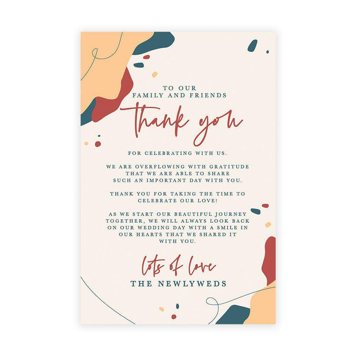 Wedding Thank You Place Setting Cards for Table Reception, Design 2-Set of 56-Andaz Press-Abstract Terracotta-