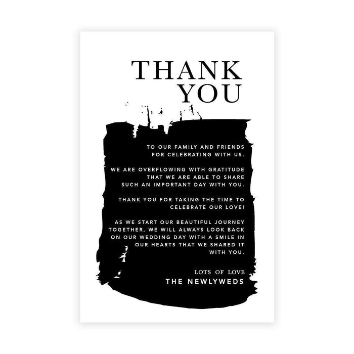 Wedding Thank You Place Setting Cards for Table Reception, Design 2-Set of 56-Andaz Press-Black Brushstroke-