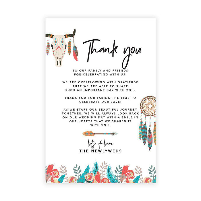 Wedding Thank You Place Setting Cards for Table Reception, Design 2-Set of 56-Andaz Press-Boho Dream Catcher-