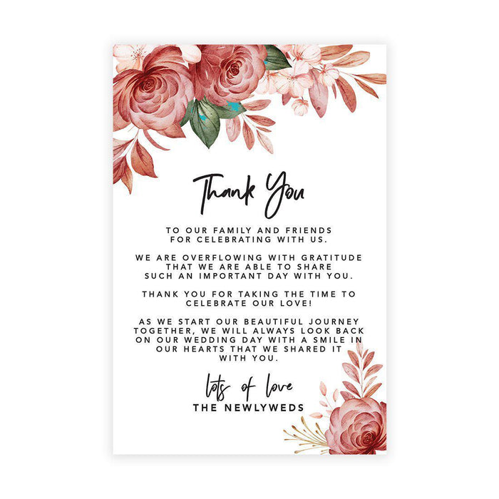 Wedding Thank You Place Setting Cards for Table Reception, Design 2-Set of 56-Andaz Press-Boho Floral-
