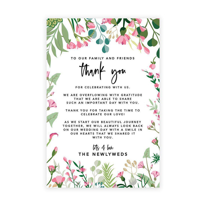 Wedding Thank You Place Setting Cards for Table Reception, Design 2-Set of 56-Andaz Press-Botanical Leaves-