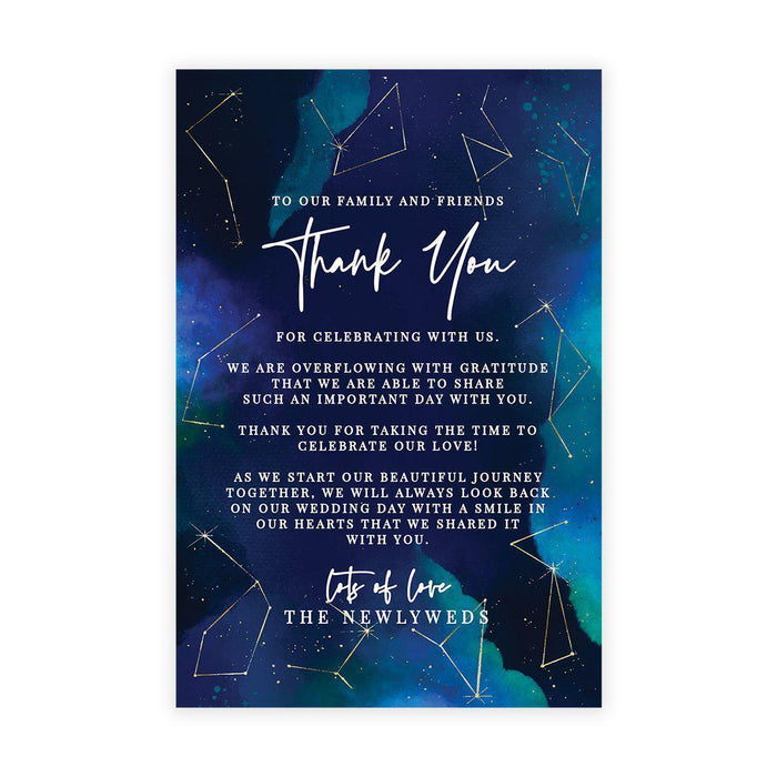 Wedding Thank You Place Setting Cards for Table Reception, Design 2-Set of 56-Andaz Press-Celestial Astrology-
