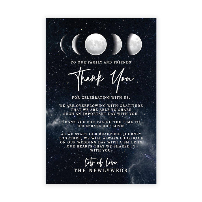 Wedding Thank You Place Setting Cards for Table Reception, Design 2-Set of 56-Andaz Press-Celestial Moon Phase-