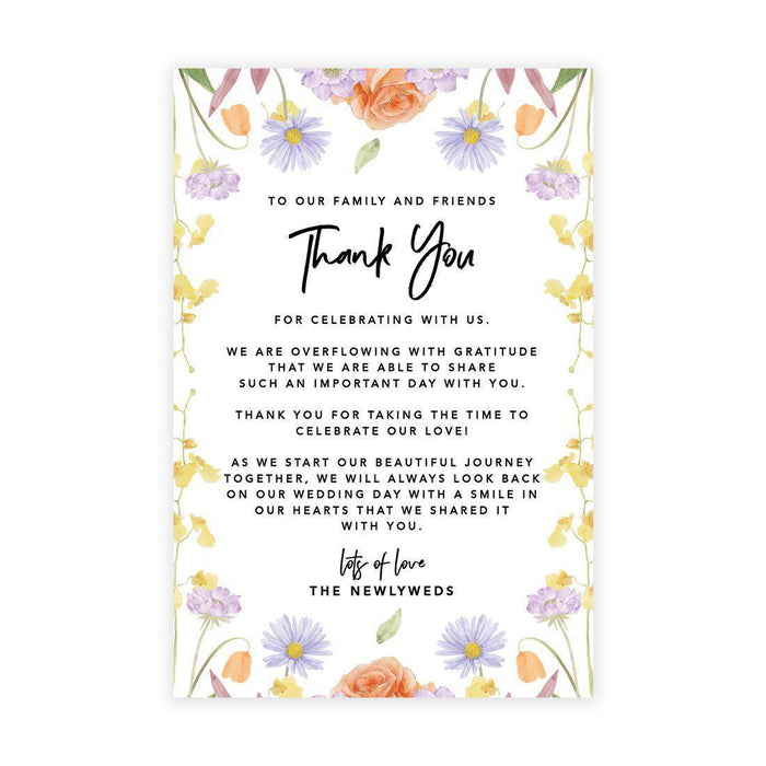 Wedding Thank You Place Setting Cards for Table Reception, Design 2-Set of 56-Andaz Press-Classic Spring Florals-