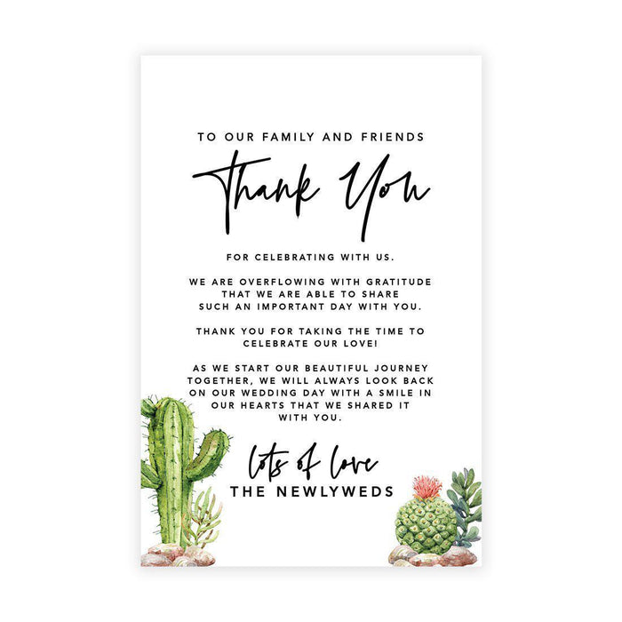 Wedding Thank You Place Setting Cards for Table Reception, Design 2-Set of 56-Andaz Press-Desert Chic Cacti-