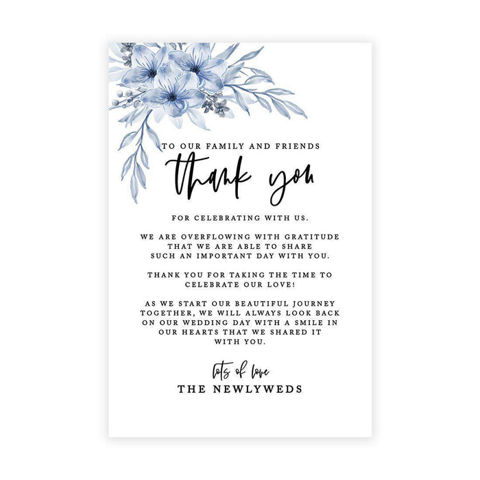 Wedding Thank You Place Setting Cards for Table Reception, Design 2-Set of 56-Andaz Press-Dusty Blue Florals-