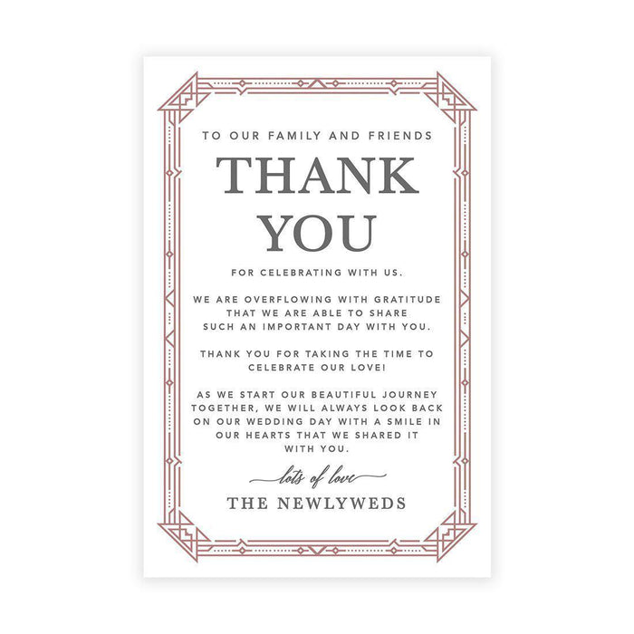 Wedding Thank You Place Setting Cards for Table Reception, Design 2-Set of 56-Andaz Press-Elegant Art Deco-