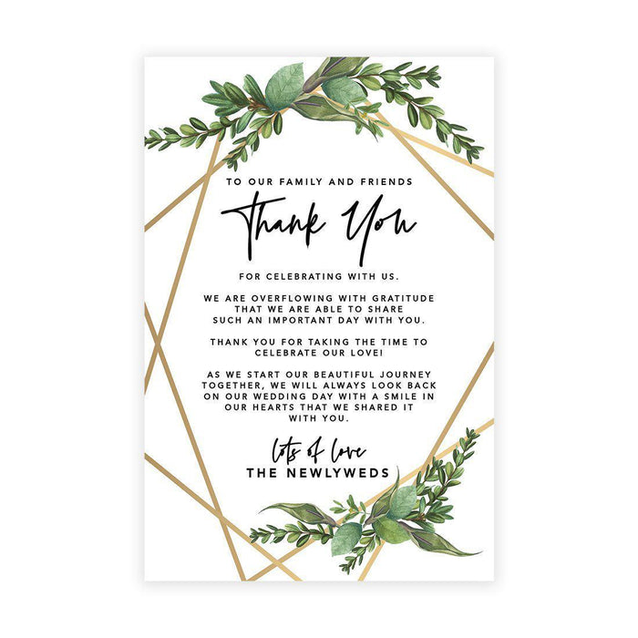 Wedding Thank You Place Setting Cards for Table Reception, Design 2-Set of 56-Andaz Press-Geometric Copper and Greenery-