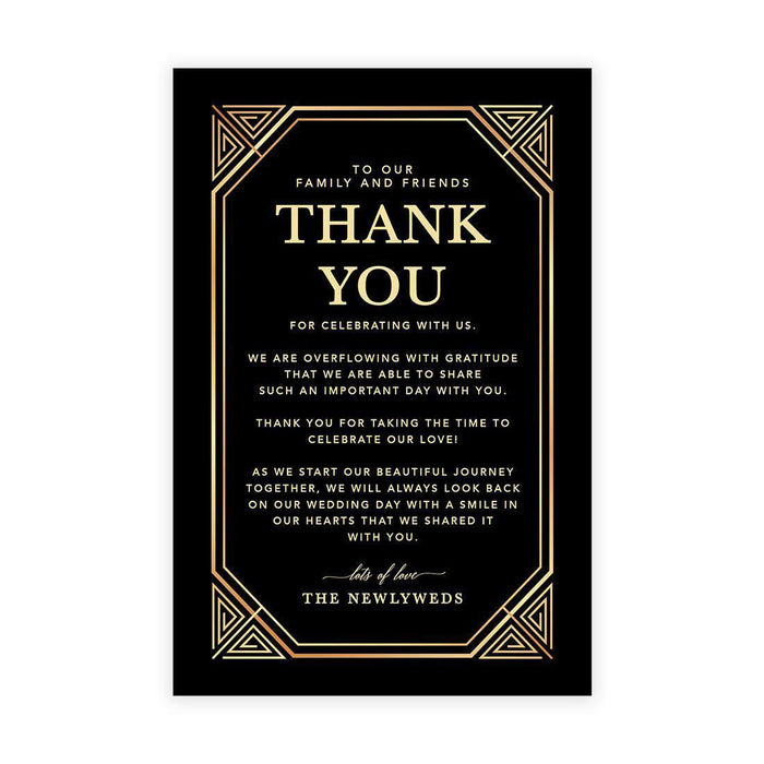 Wedding Thank You Place Setting Cards for Table Reception, Design 2-Set of 56-Andaz Press-Gold Art Deco-