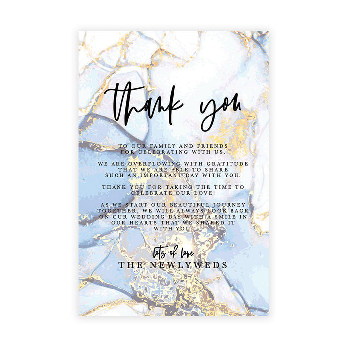 Wedding Thank You Place Setting Cards for Table Reception, Design 2-Set of 56-Andaz Press-Gold Blue Agate-