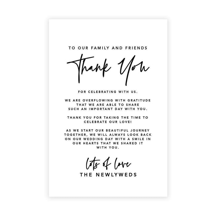 Wedding Thank You Place Setting Cards for Table Reception, Design 2-Set of 56-Andaz Press-Minimal Line-