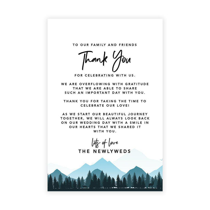 Wedding Thank You Place Setting Cards for Table Reception, Design 2-Set of 56-Andaz Press-Mountain Forest-
