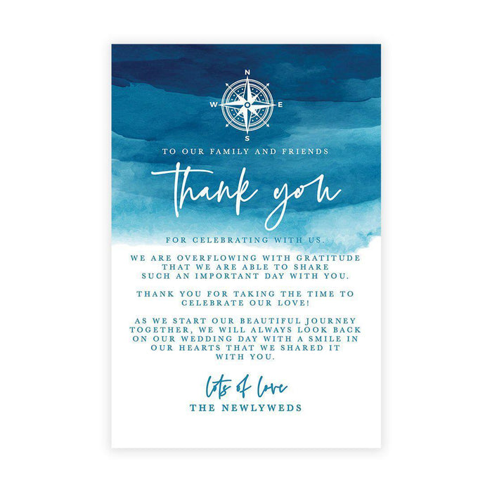 Wedding Thank You Place Setting Cards for Table Reception, Design 2-Set of 56-Andaz Press-Navy Blue Watercolor-