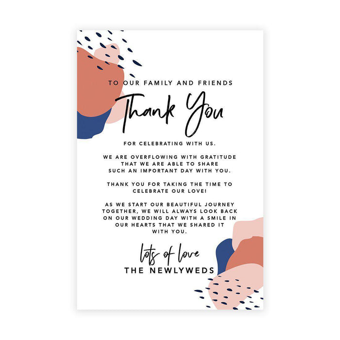 Wedding Thank You Place Setting Cards for Table Reception, Design 2-Set of 56-Andaz Press-Terracotta Abstract Shapes-
