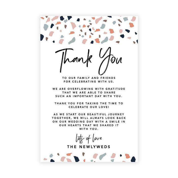 Wedding Thank You Place Setting Cards for Table Reception, Design 2-Set of 56-Andaz Press-Terrazzo Border-