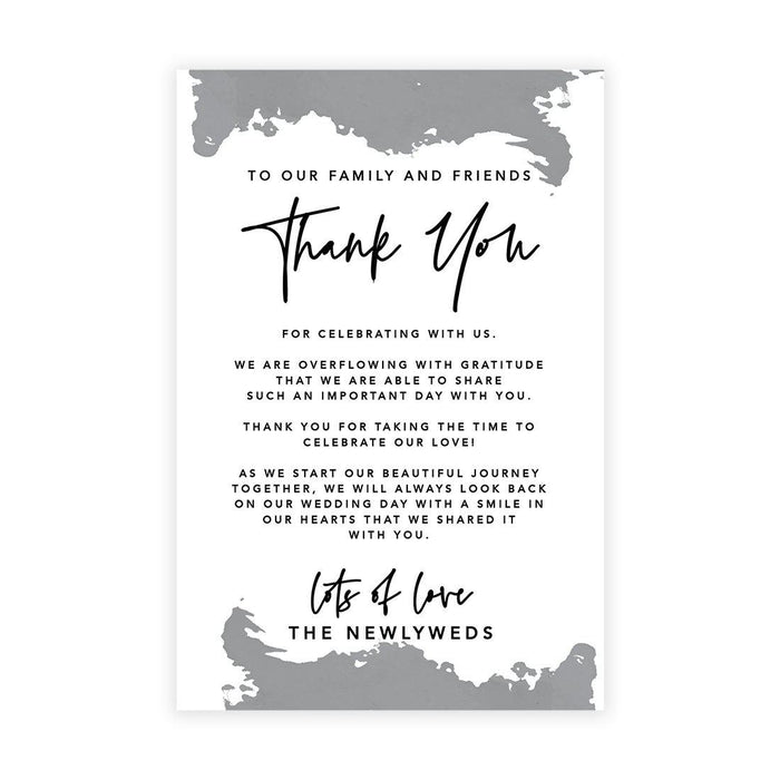 Wedding Thank You Place Setting Cards for Table Reception, Design 2-Set of 56-Andaz Press-Ultimate Gray Watercolor-