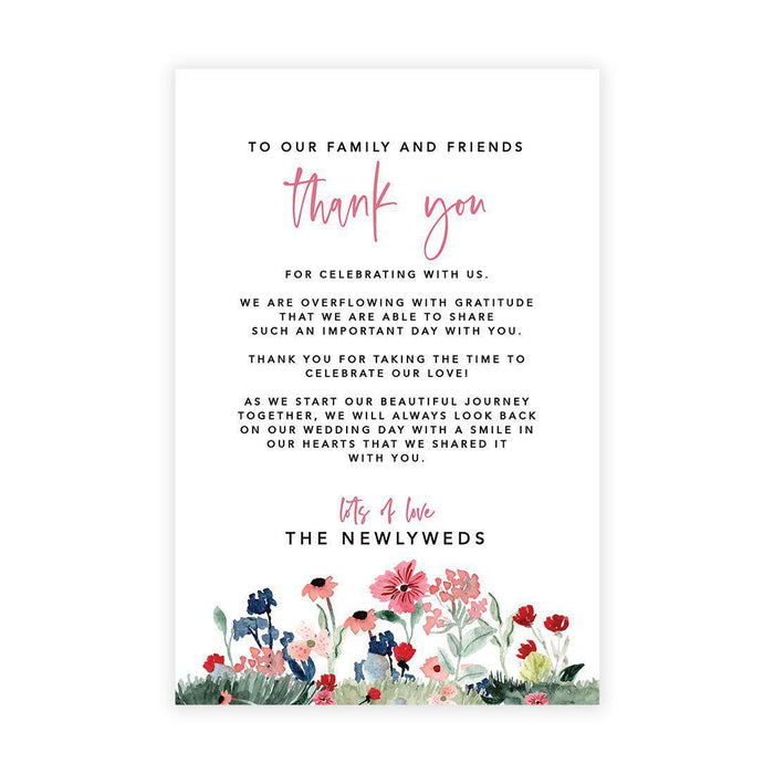 Wedding Thank You Place Setting Cards for Table Reception, Design 2-Set of 56-Andaz Press-Watercolor Garden-