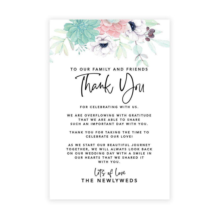 Wedding Thank You Place Setting Cards for Table Reception, Design 2-Set of 56-Andaz Press-Wild Flowers-