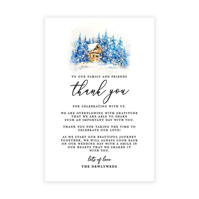 Wedding Thank You Place Setting Cards for Table Reception, Design 2-Set of 56-Andaz Press-Winter-