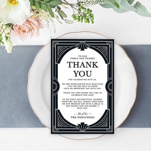 Wedding Thank You Place Setting Cards for Table Reception, Wedding Decoration Seating Design 1-Set of 56-Andaz Press-Art Deco-