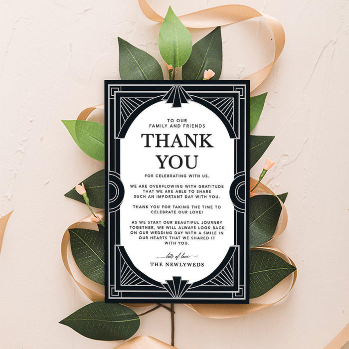 Wedding Thank You Place Setting Cards for Table Reception, Wedding Decoration Seating Design 1-Set of 56-Andaz Press-Art Deco-