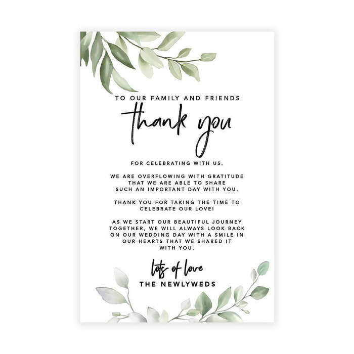 Wedding Thank You Place Setting Cards for Table Reception, Wedding Decoration Seating Design 1-Set of 56-Andaz Press-Greenery-