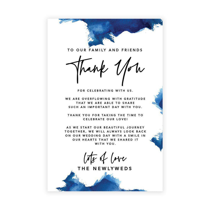Wedding Thank You Place Setting Cards for Table Reception, Wedding Decoration Seating Design 1-Set of 56-Andaz Press-Ombre Blue Watercolor-