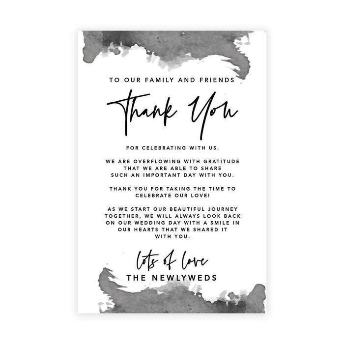 Wedding Thank You Place Setting Cards for Table Reception, Wedding Decoration Seating Design 1-Set of 56-Andaz Press-Ombre Gray Watercolor-
