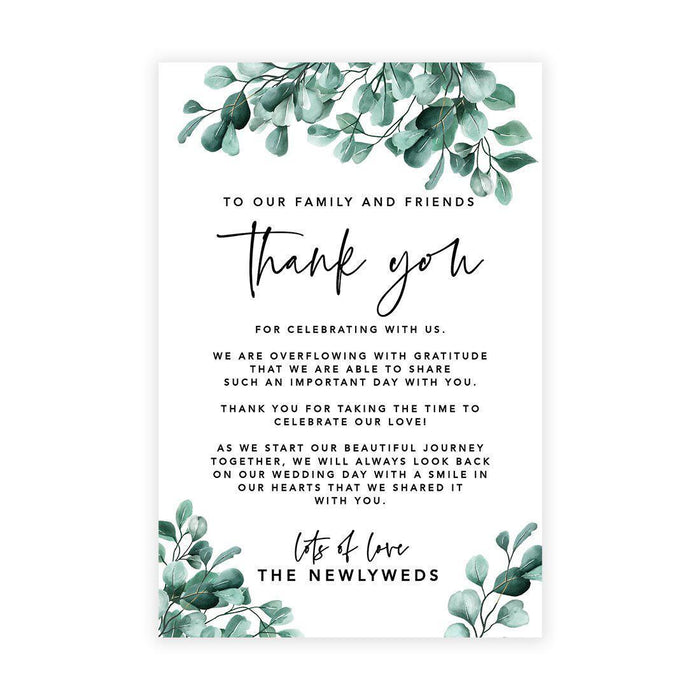 Wedding Thank You Place Setting Cards for Table Reception, Wedding Decoration Seating Design 1-Set of 56-Andaz Press-Silver Dollar Eucalyptus-