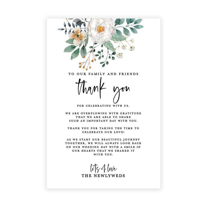 Wedding Thank You Place Setting Cards for Table Reception, Wedding Decoration Seating Design 1-Set of 56-Andaz Press-Spring Greenery Florals-