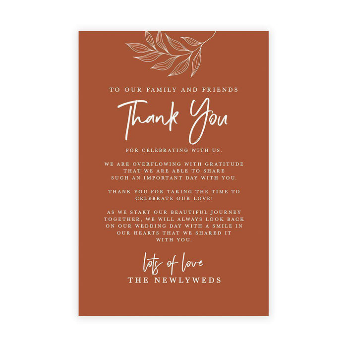 Wedding Thank You Place Setting Cards for Table Reception, Wedding Decoration Seating Design 1-Set of 56-Andaz Press-Terracotta-