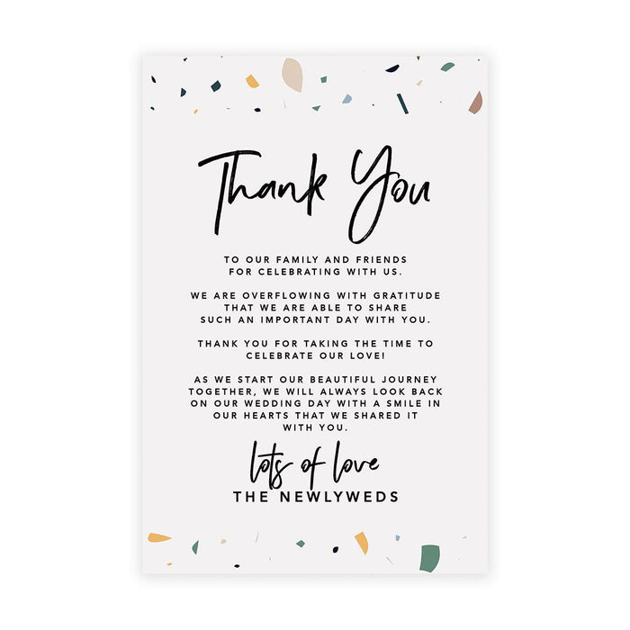 Wedding Thank You Place Setting Cards for Table Reception, Wedding Decoration Seating Design 1-Set of 56-Andaz Press-Terrazzo-