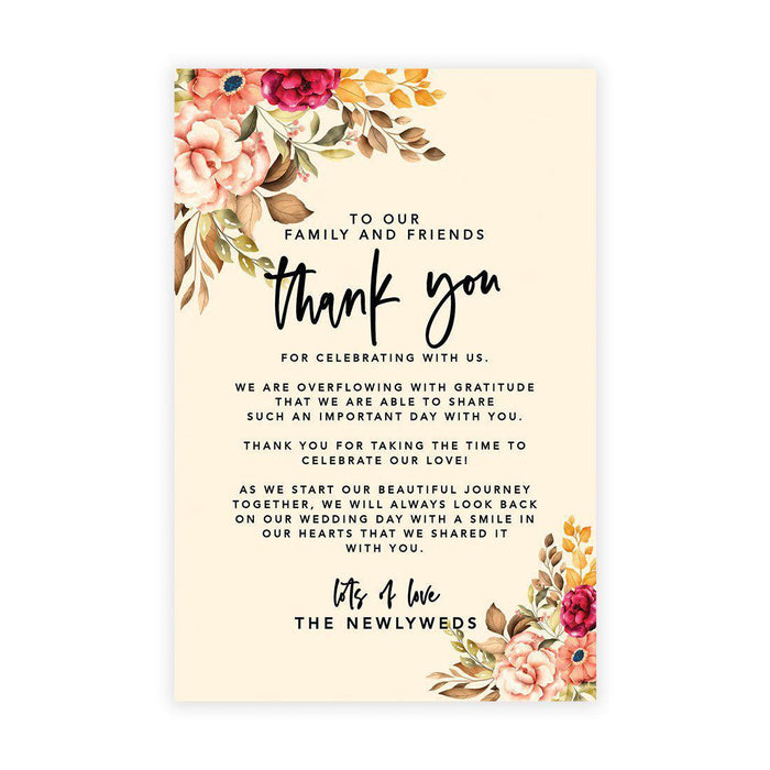 Wedding Thank You Place Setting Cards for Table Reception, Wedding Decoration Seating Design 1-Set of 56-Andaz Press-Vintage Floral-