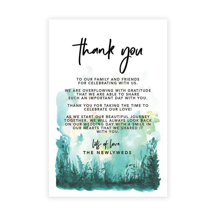 Wedding Thank You Place Setting Cards for Table Reception, Wedding Decoration Seating Design 1-Set of 56-Andaz Press-Watercolor Forest Theme-