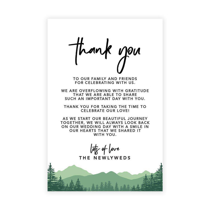 Wedding Thank You Place Setting Cards for Table Reception, Wedding Decoration Seating Design 1-Set of 56-Andaz Press-Woodland Forest Theme-