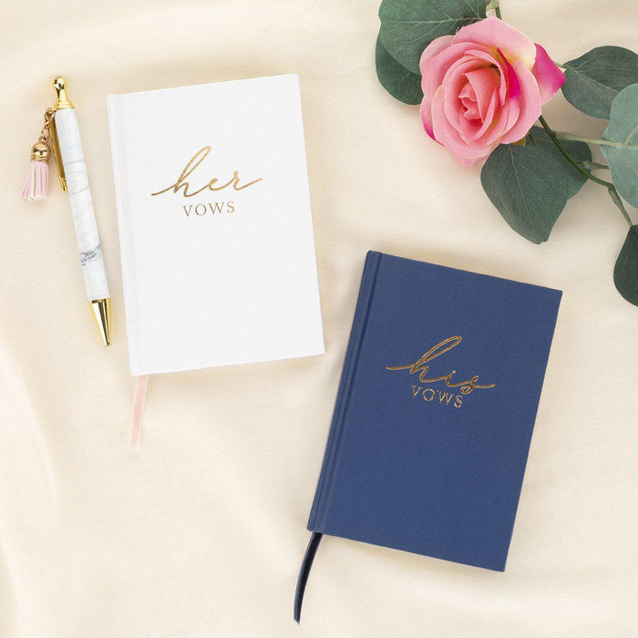 Wedding Vow Books for His and Hers Wedding Day with Gold Foil Edges - Officiant Book Keepsakes Card-Set of 2-Andaz Press-