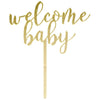 Welcome Baby Mirror Acrylic Cake Toppers-Set of 1-Andaz Press-Gold-