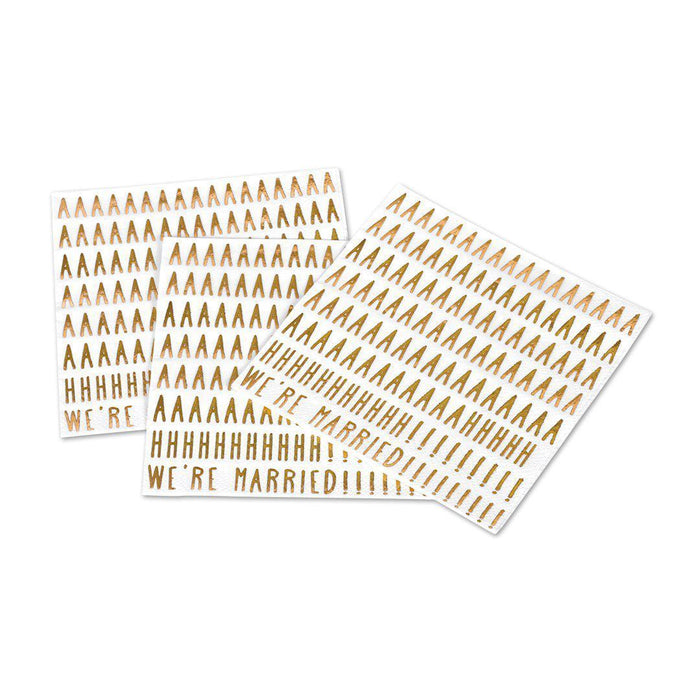We're Married Funny Cocktail Napkins-Set of 50-Andaz Press-Gold-